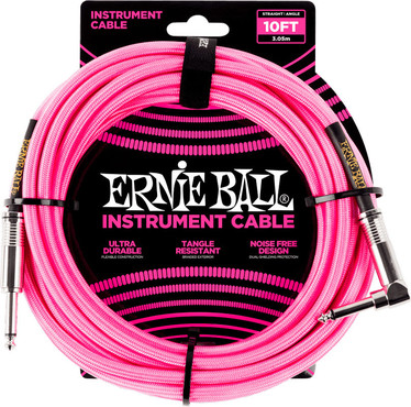 Ernie Ball 6078 Neon Pink Braided Straight Angle 0