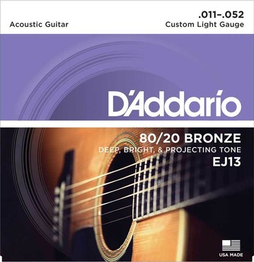 D'Addario EJ13 80/20 Bronze Custom Light (11-52) 0
